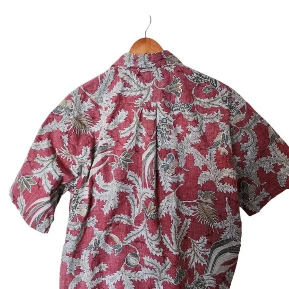 Tommy Hilfiger Golf Red Floral Hawaiian Style Button Up Men's‎ XL Cotton